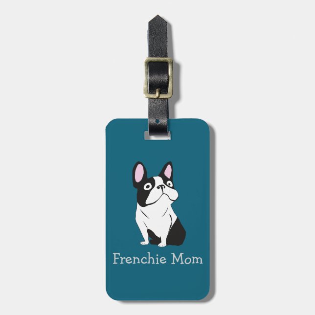 Étiquette À Bagage Joli chiot, bleu foncé moyen (Devant Vertical)