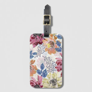Étiquette À Bagage Joli chrysanthème rose Vintage