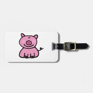 Étiquette À Bagage Joli Cochon Rose Dessin Animé Dessiné à la Main