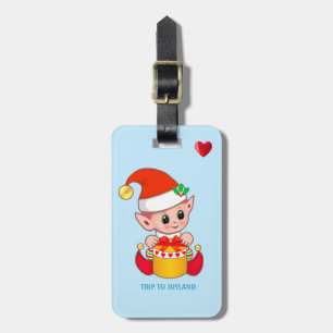 Étiquette À Bagage Joli elfe de Noël et cœur