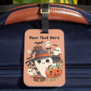 Étiquette À Bagage Joli fantôme de Halloween de style Kawaii