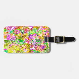 Étiquette À Bagage Joli floral abstrait coloré de printemps