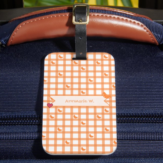 Étiquette À Bagage Joli Gingham Orange (Insitu Rectoal 2)