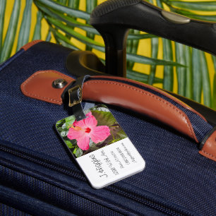Étiquette À Bagage Joli Hibiscus rose