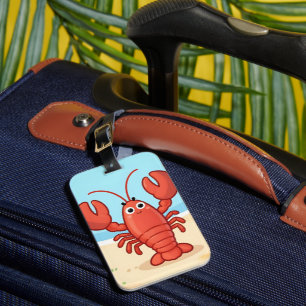 Étiquette À Bagage Joli homard à la plage