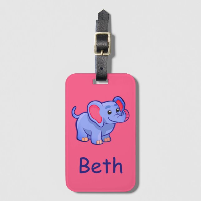 Étiquette À Bagage Joli monogramme avec conception de nom pour enfant (Devant Vertical)