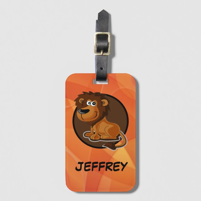 Étiquette À Bagage Joli monogramme avec nom conçu pour les enfants (Devant Vertical)