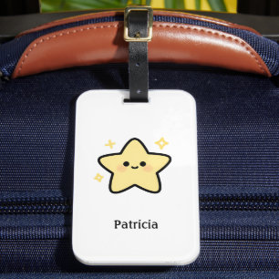 Étiquette À Bagage Joli monogramme étoile jaune kawaii fantaisiste