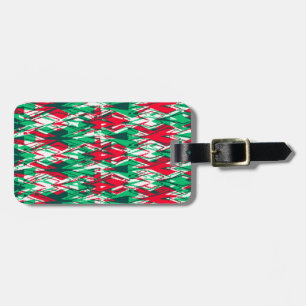 Étiquette À Bagage Joli motif aztèque abstrait rouge vert