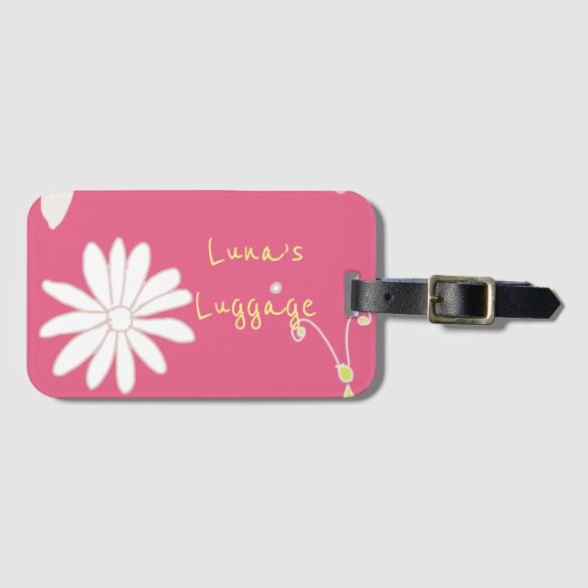 Étiquette À Bagage Joli Motif de fleurs (Devant Horizontal)