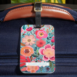 Étiquette À Bagage Joli motif floral botanique féminin