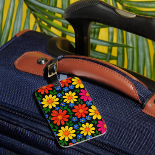 Étiquette À Bagage Joli motif floral coloré