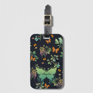Étiquette À Bagage Joli Motif floral foncé personnalisé
