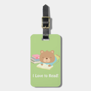 Étiquette À Bagage Joli ours en peluche aime lire Voyage