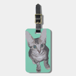 Étiquette À Bagage Joli petit chat aux grands yeux