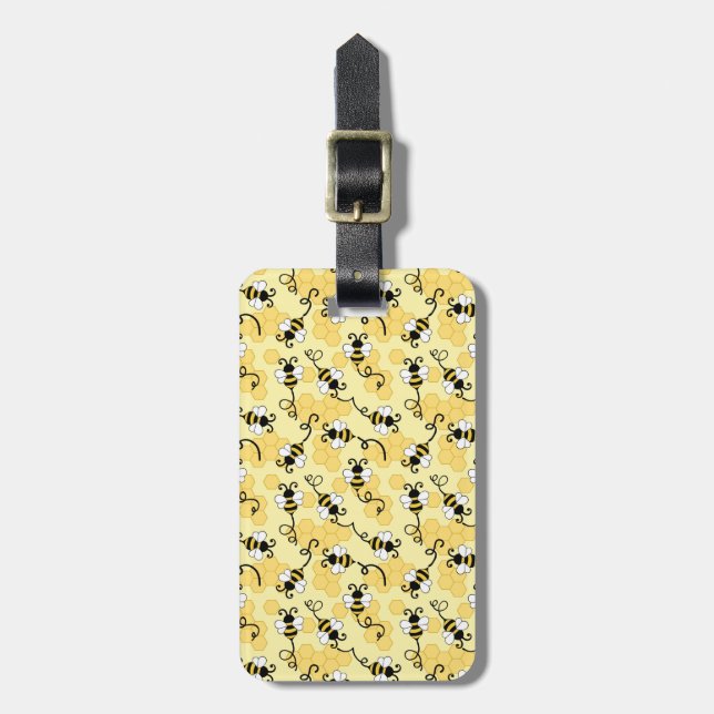 Étiquette À Bagage Joli petit motif abeilles (Devant Vertical)
