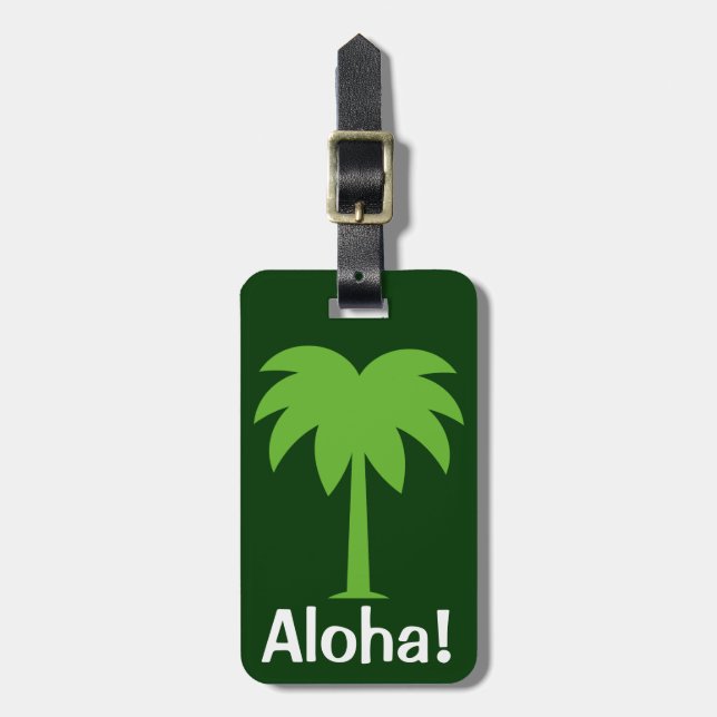 Étiquette À Bagage Joli porte-étiquette avec palmier | Aloha! (Devant Vertical)