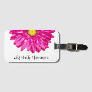 Étiquette À Bagage Joli rose fleur marguerite nom personnalisé