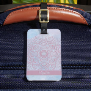 Étiquette À Bagage Joli rose Sacré Lotus Fleur de fleurs Mandala