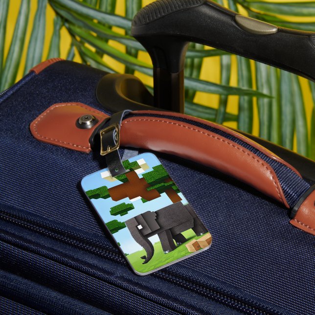 Étiquette À Bagage Joli Safari Elephant Pixel Art (Insitu Rectoal 1)