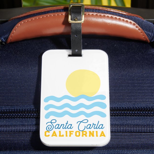 Étiquette À Bagage Joli Soleil & Mer Personnalisable avec Votre Ville (Insitu Rectoal 2)