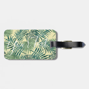 Étiquette À Bagage Jolie feuille tropicale personnalisable   étiquett