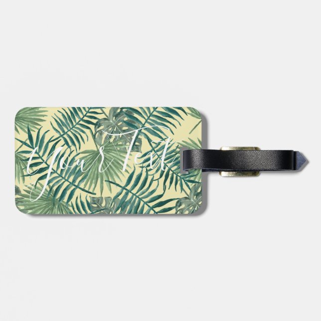 Étiquette À Bagage Jolie feuille tropicale personnalisable | étiquett (Dos horizontal)