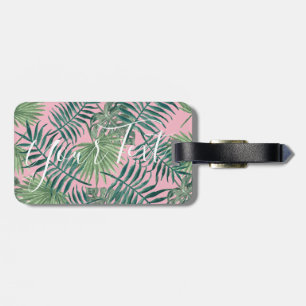 Étiquette À Bagage Jolie feuille tropicale personnalisable   étiquett