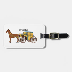 Étiquette À Bagage Jolie illustration de cheval et de calèche royale