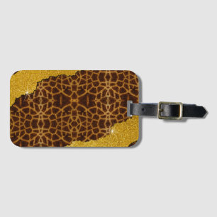 Étiquette À Bagage Jolie Impression de Girafe en Cuir avec Paillettes