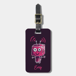 Étiquette À Bagage Jolie Robot Grunge Rose Girl