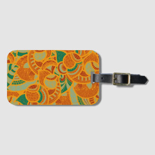 Étiquette À Bagage Jolies fleurs abstraites oranges sans couture