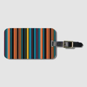 Étiquette À Bagage Jolies rayures noires bleues