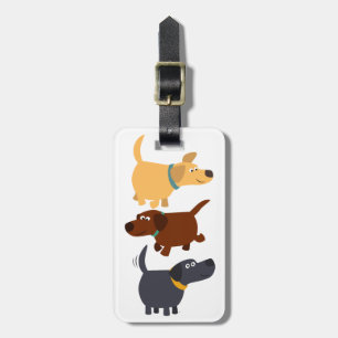 Étiquette À Bagage Jolis Labradors de dessin animé en 3 saveurs Étiqu