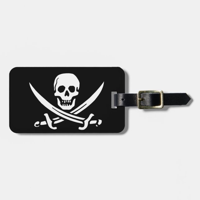 Étiquette À Bagage Jolly roger Pirate Crâne os (Devant horizontal)
