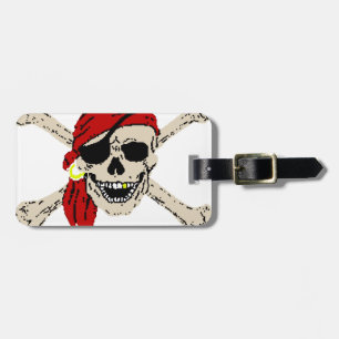 Étiquette À Bagage Jolly roger Pirate Os crâne Rouge Bandanna