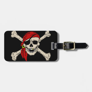 Étiquette À Bagage Jolly roger Pirate Os crâne Rouge Bandanna