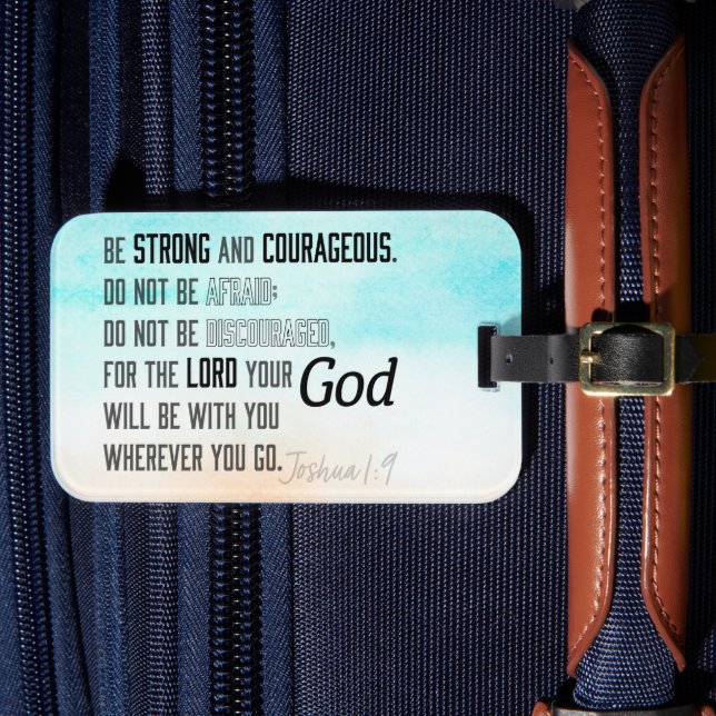 Étiquette À Bagage Josué 1:9 Bible Verse puissant et courageux (Insitu Rectoal 4)