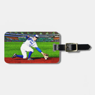 Étiquette À Bagage Joueur de baseball avec votre nom ou monogramme