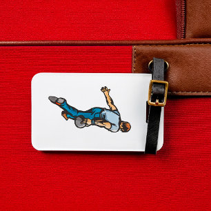 Étiquette À Bagage Joueur de bowling rétro lançant la boule