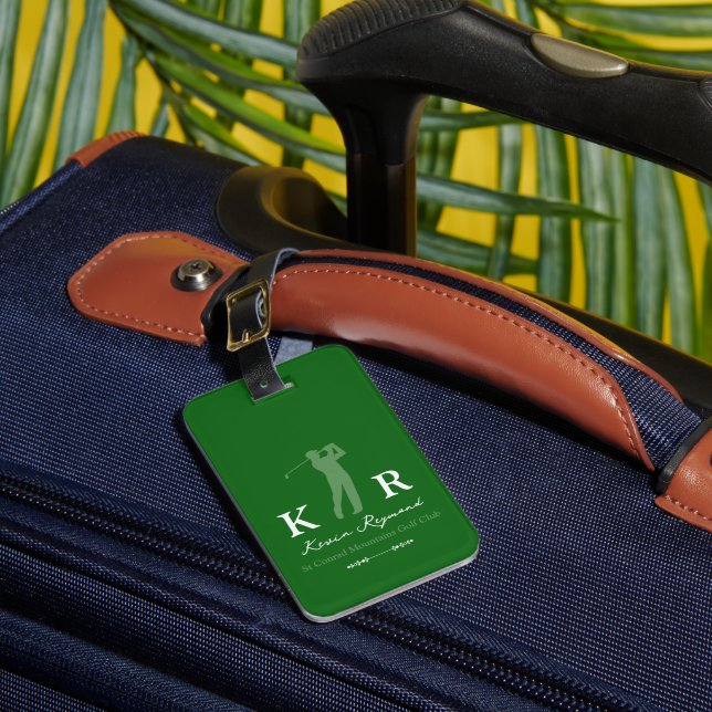 Étiquette À Bagage Joueur de golf Cool Classe Monogramme (Insitu Rectoal 1)