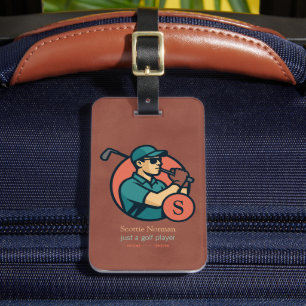 Étiquette À Bagage Joueur de golf Moderne brique-rouge cool