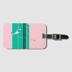 Étiquette À Bagage Joueur de Match Art Moderne Pink Green