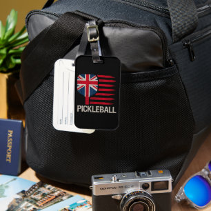 Étiquette À Bagage Joueur de Pickleball Paddle Drapeau Royaume-Uni