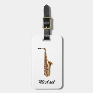Étiquette À Bagage Joueur de saxophone personnalisé – Amateur de musi