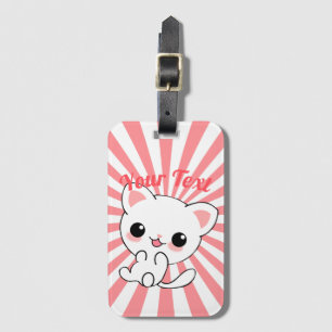 Étiquette À Bagage Joueur Kawaii White Kitten personnalisé
