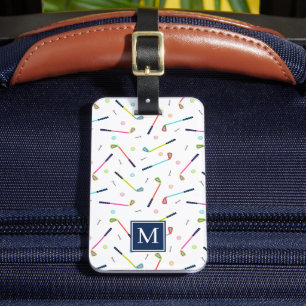 Étiquette À Bagage Joueur personnalisé mignon Monogram Motif de golf