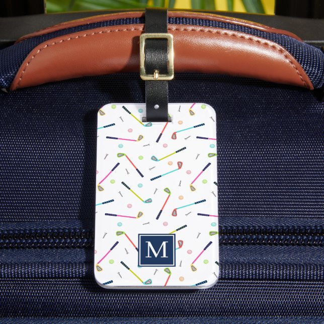 Étiquette À Bagage Joueur personnalisé mignon Monogram Motif de golf (Insitu Rectoal 2)