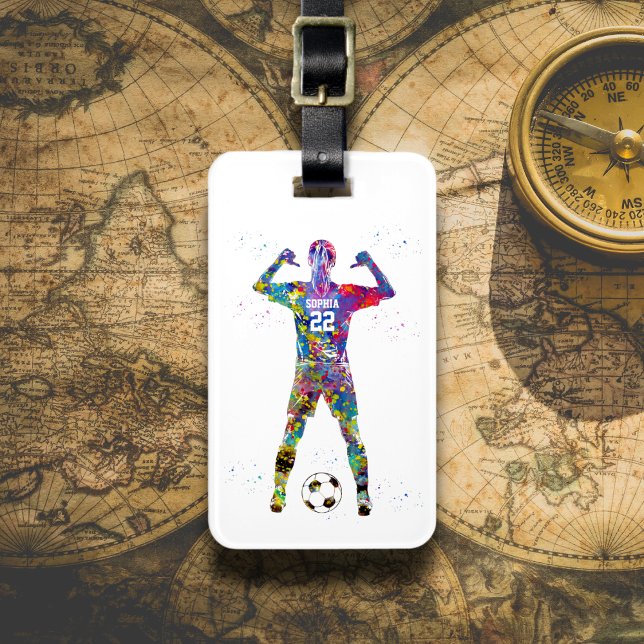 Étiquette À Bagage Joueuse de football (Créateur téléchargé)