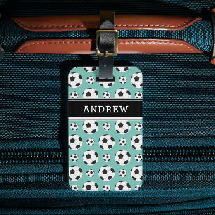 Étiquette À Bagage Joueuse de soccer turquoise boules Motif enfant ga